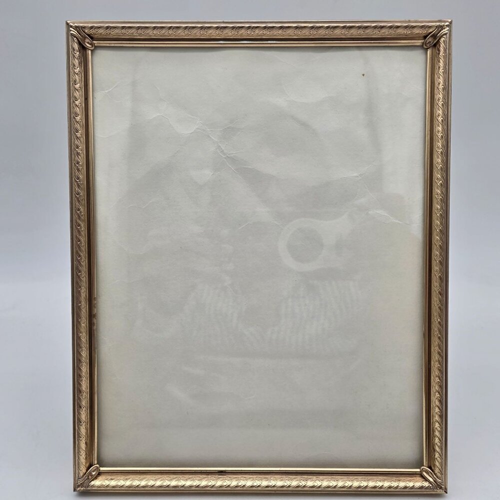 Vintage Gold Tone Metal Picture Frame 8x10 Applied Corners